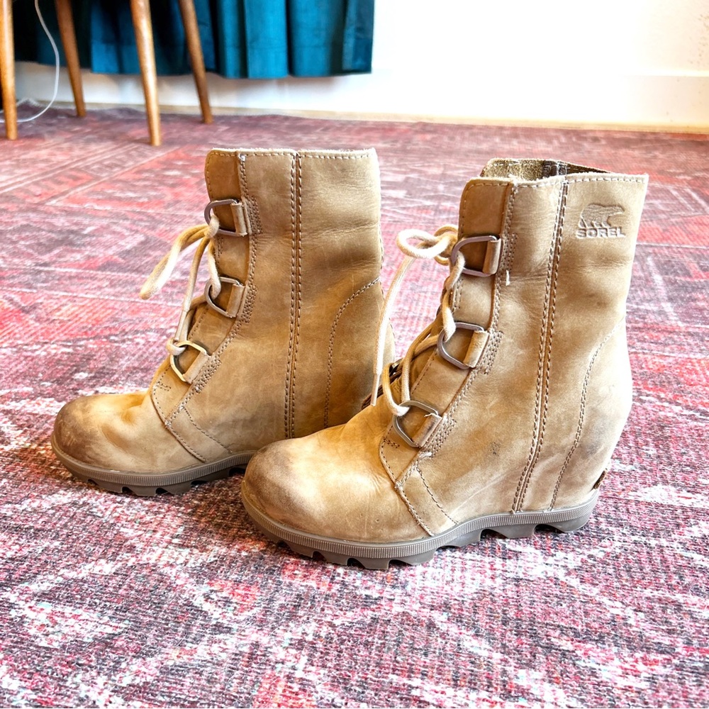 Sorel Joan Of Arctic Wedge II Ash Brown Leather Boots